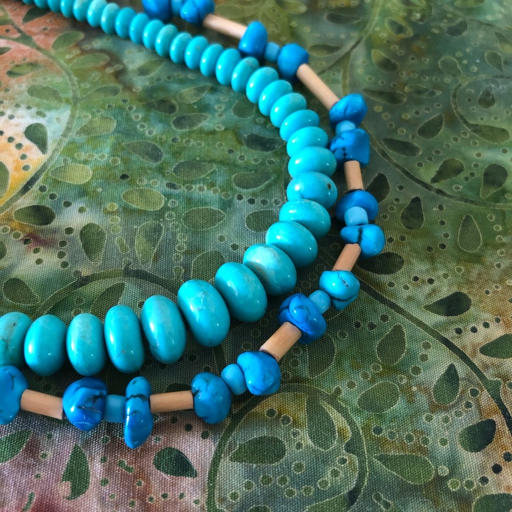 Two Faux Turquoise Necklaces